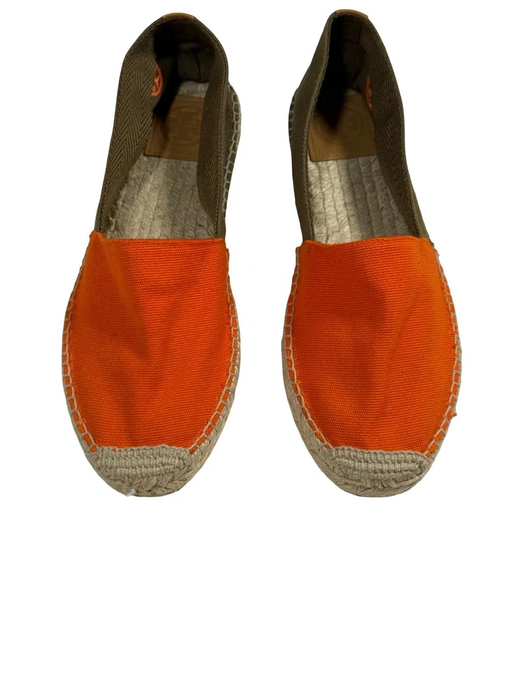 Tory Burch Espadrille Flats Womens Sz 8 Canvas Colorblock Orange Summer Resort